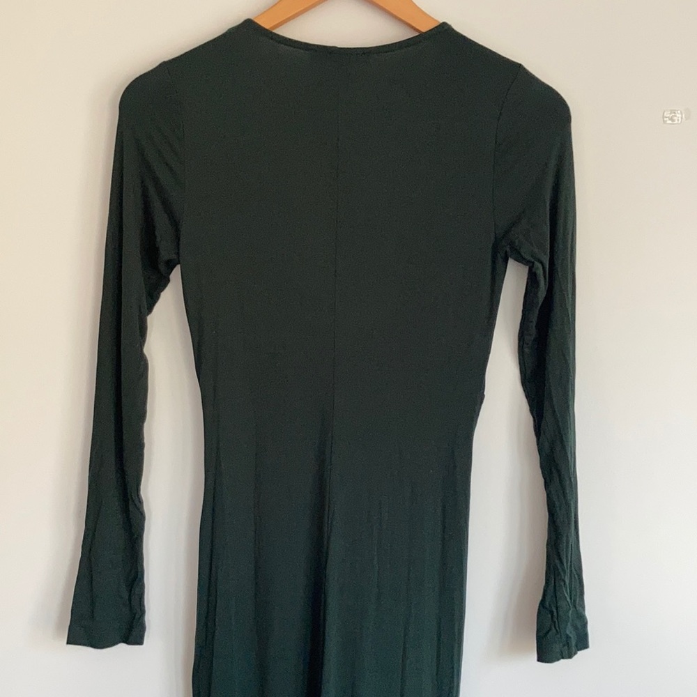 Long Dark Green Knot Front Dress - Picture 6 of 7